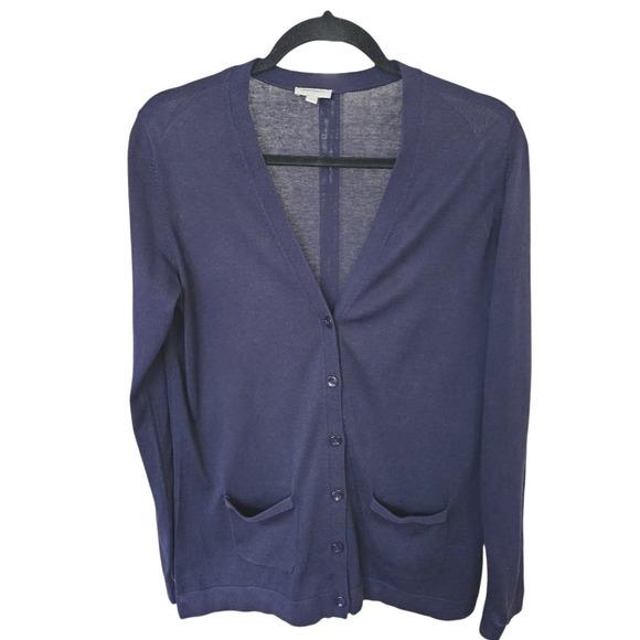 Talbots Sweaters - Talbots Navy Blue V-Neck Button Front Cardigan Sweater Pockets S Nautical Casual